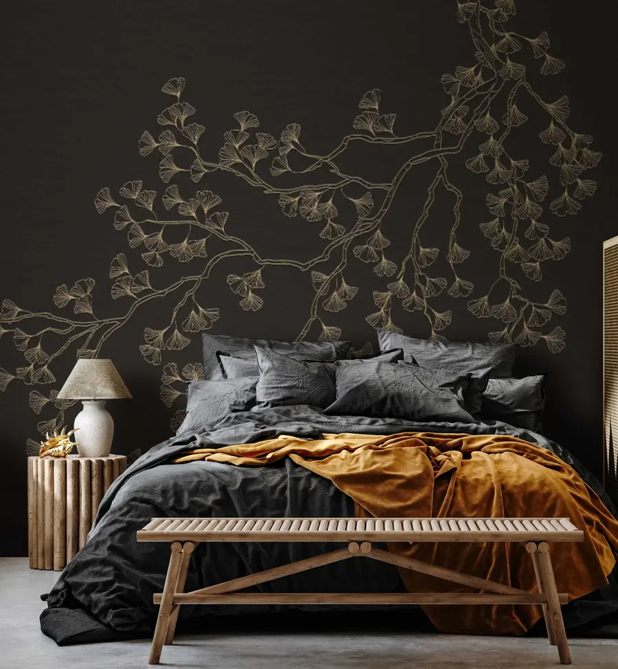 wall murals Brown, flower and twig u79600