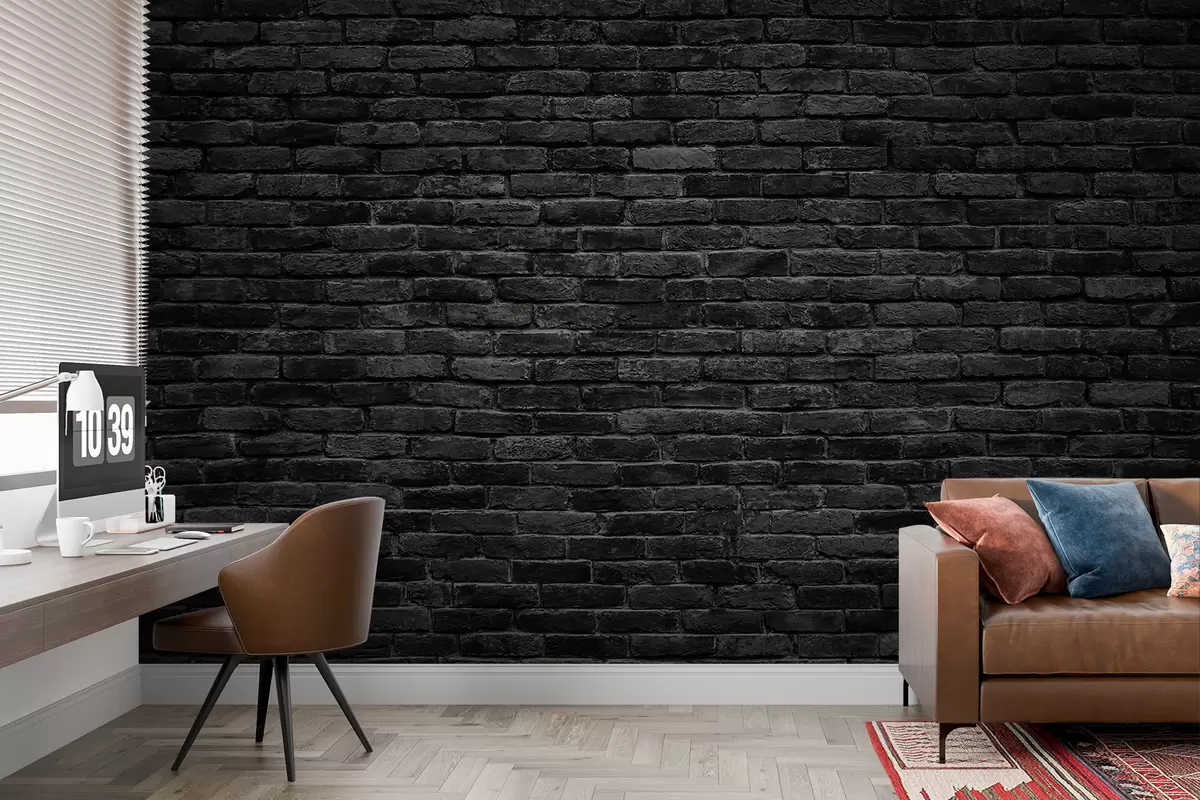 wall murals Black brick wallpaper u53027