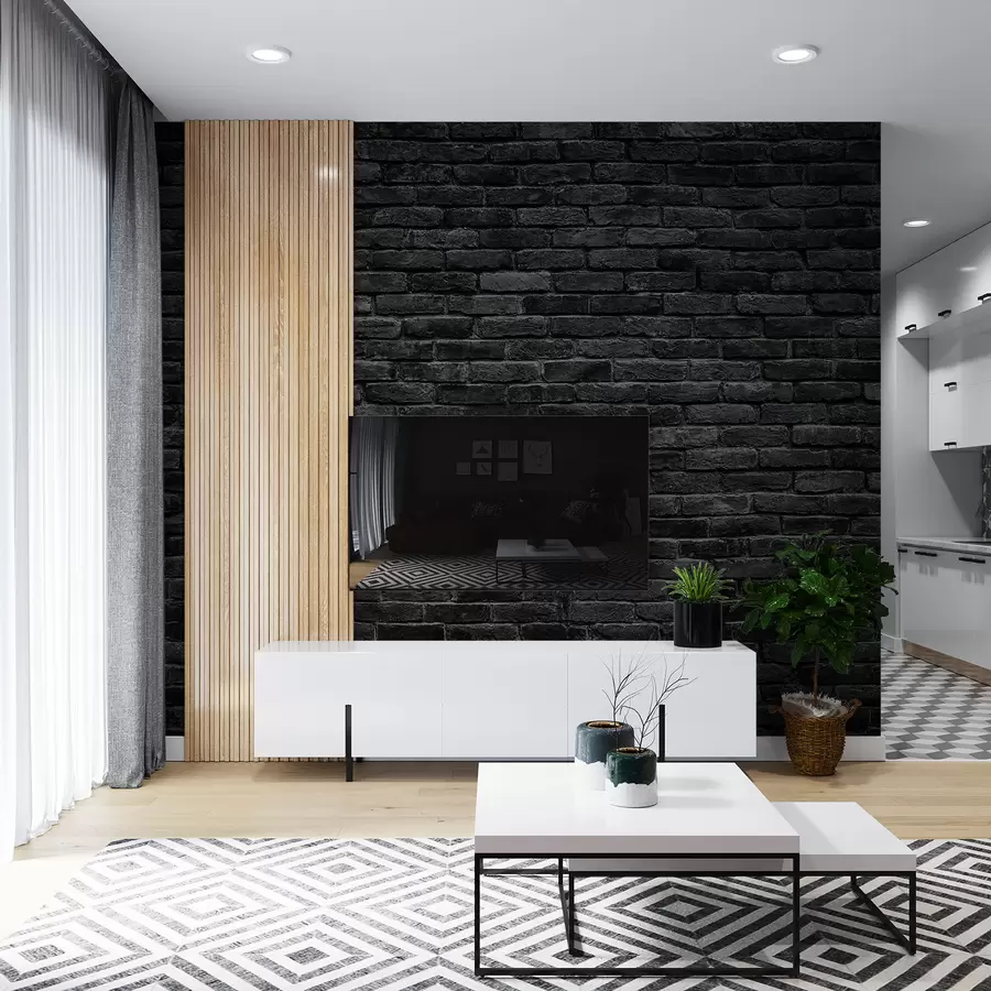 wall murals Black brick wallpaper u53027