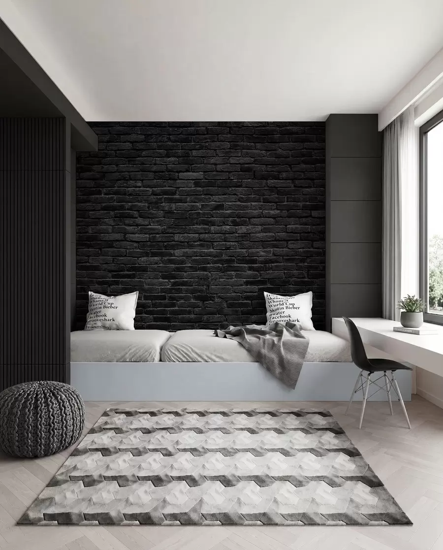 wall murals Black brick wallpaper u53027
