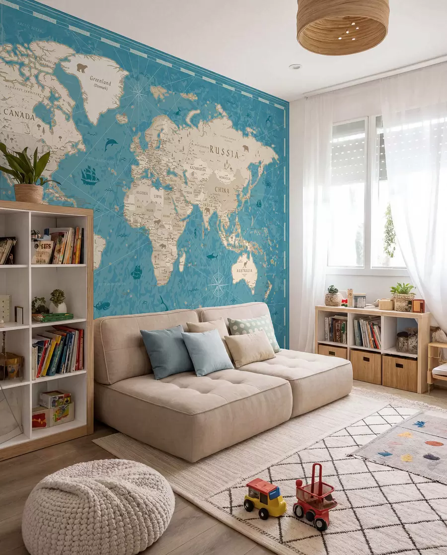 wall murals Vintage Atlas in Turquoise u50378