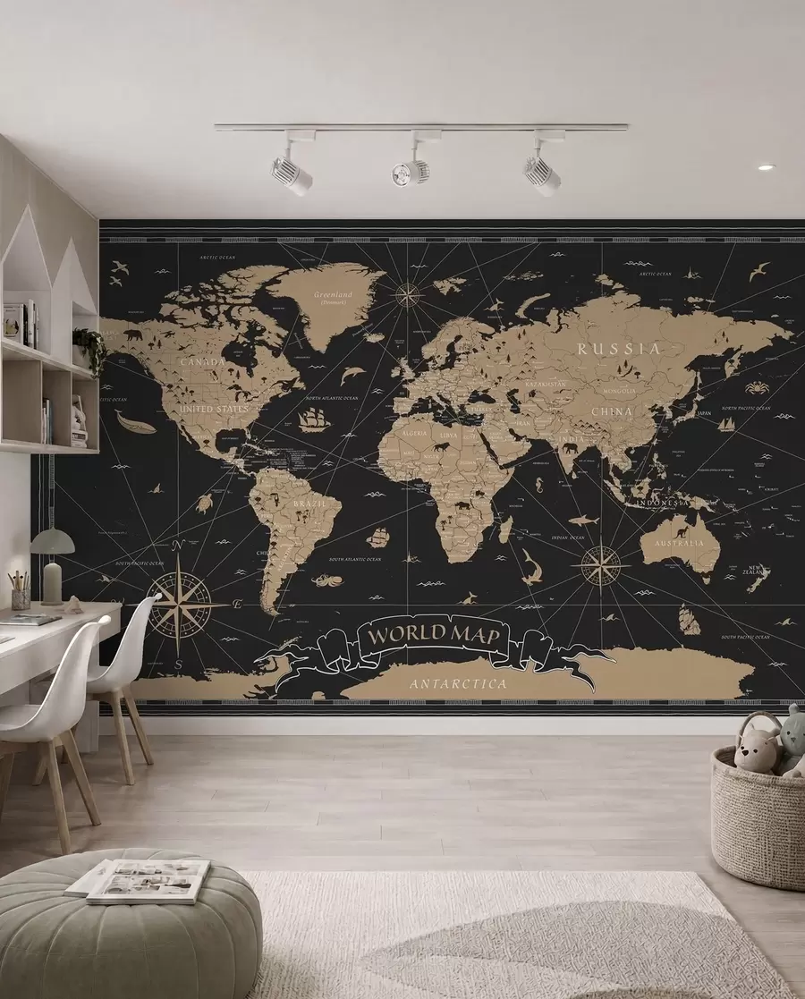 wall murals World Map after Dark u50401