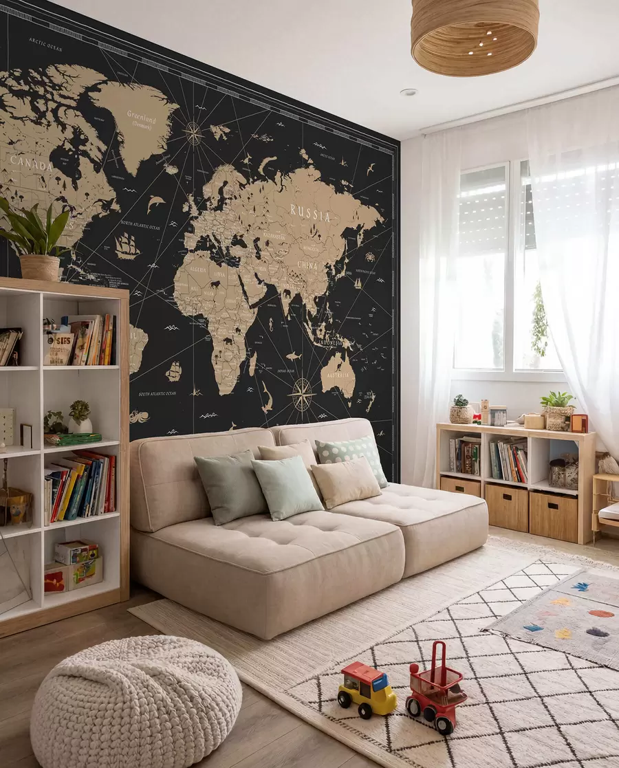 wall murals World Map after Dark u50401