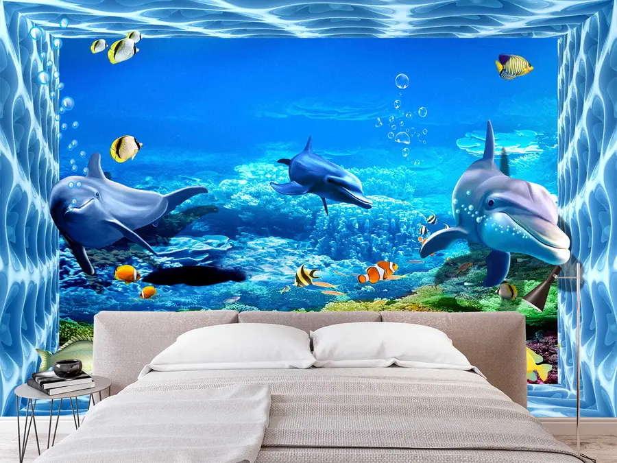 wall murals Dolphins in the underwater world u05154