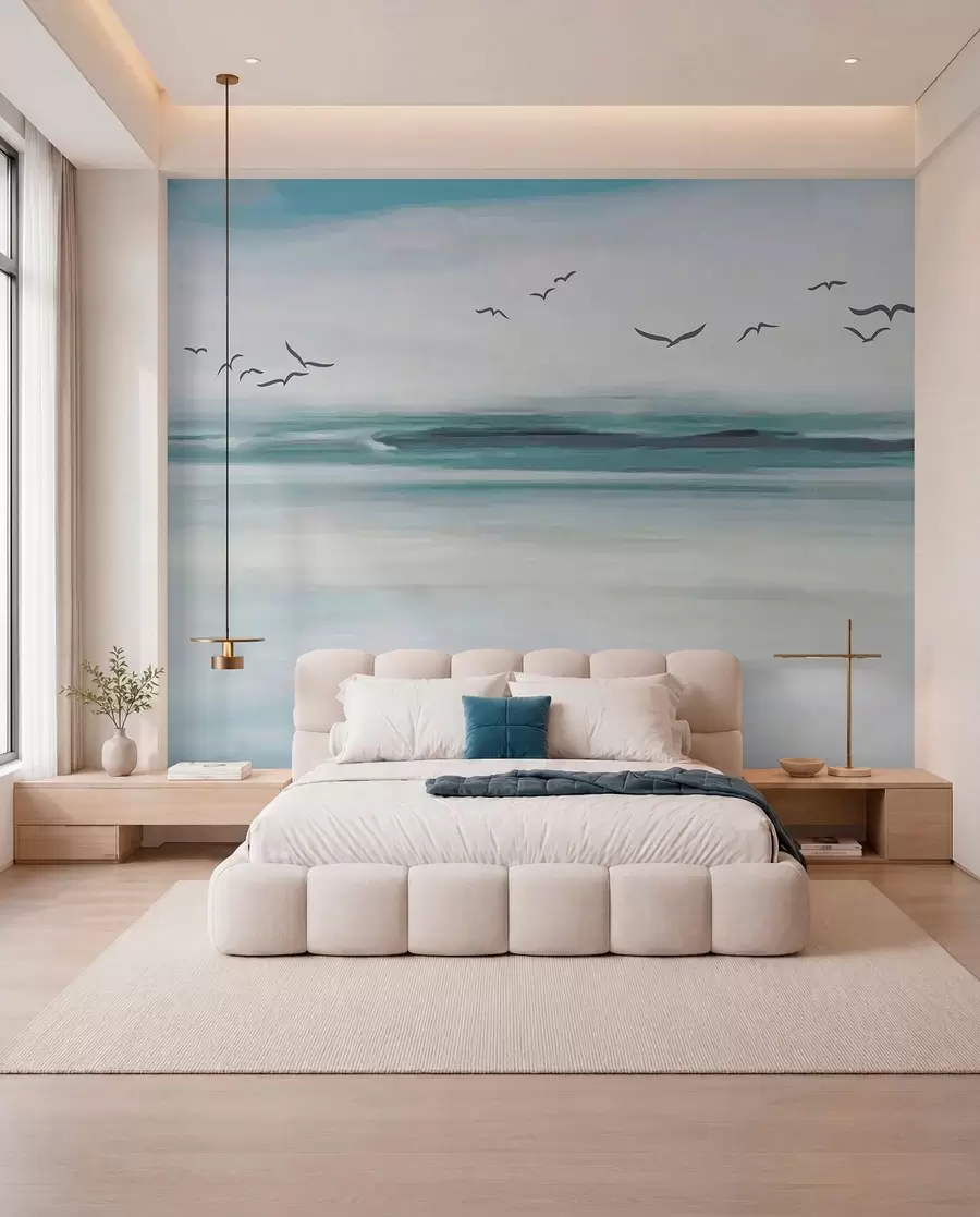 wall murals Gulls above Painted Waves u05695
