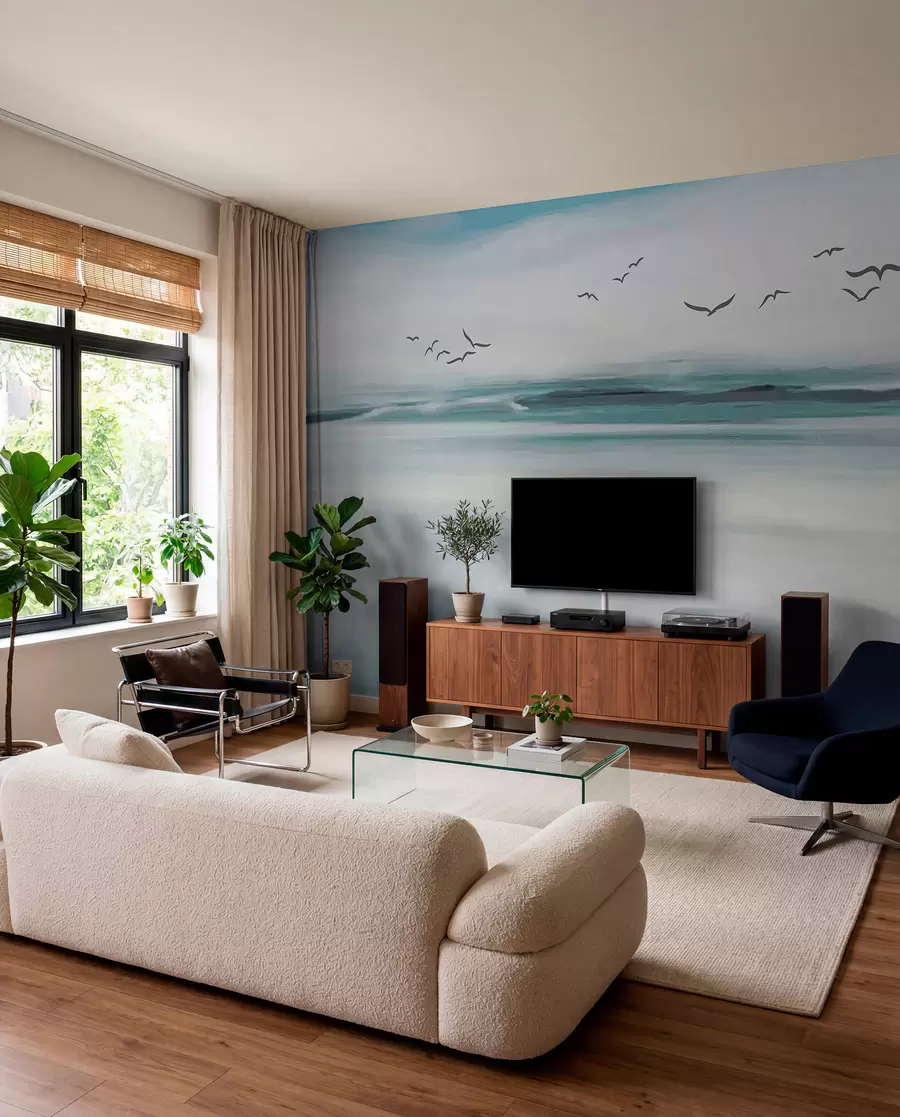 wall murals Gulls above Painted Waves u05695
