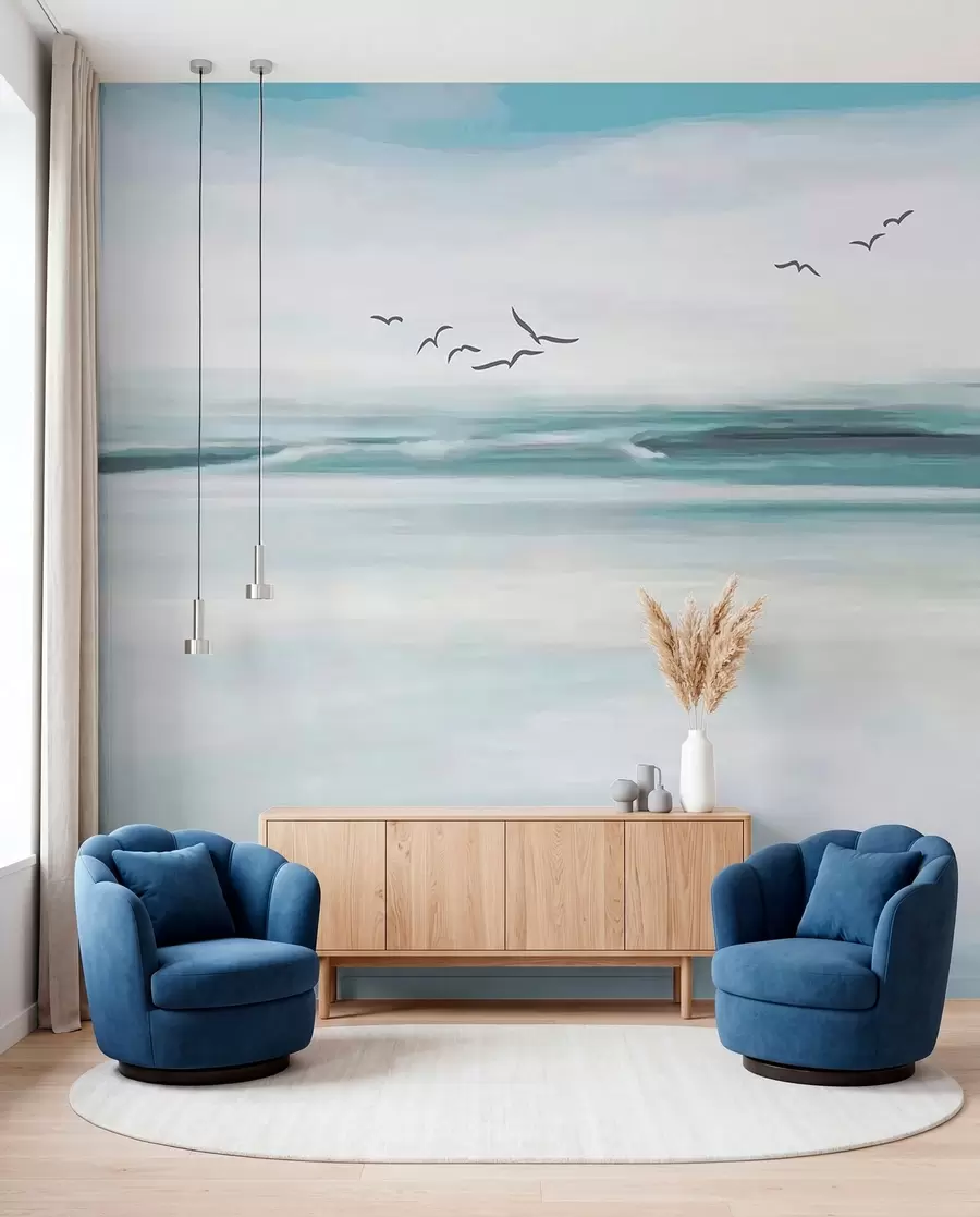 wall murals Seagulls over the sea u05695
