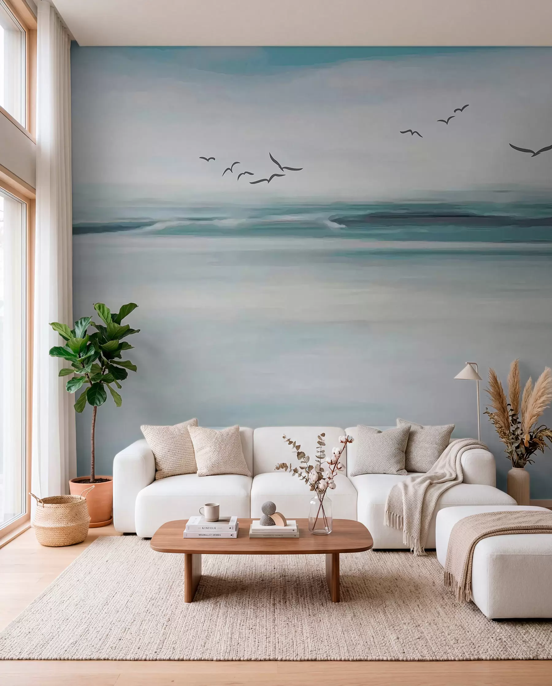 wall murals Seagulls over the sea u05695