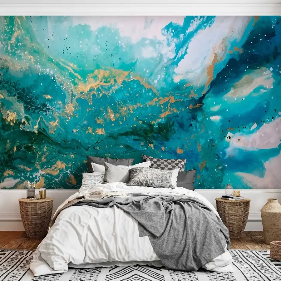 wall murals Bright turquoise liquid u05875