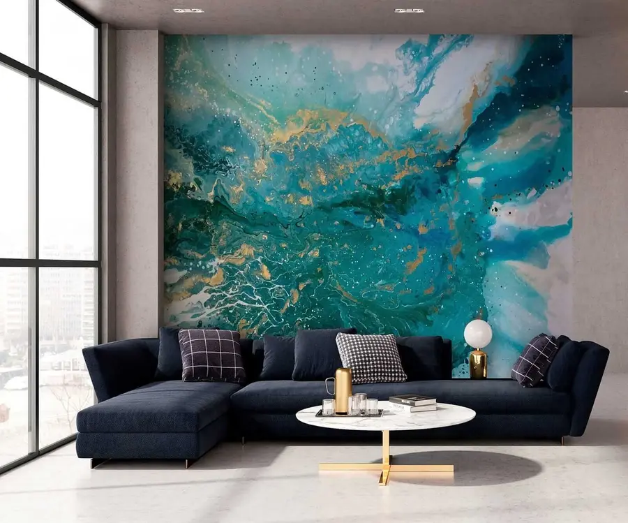 wall murals Bright turquoise liquid u05875