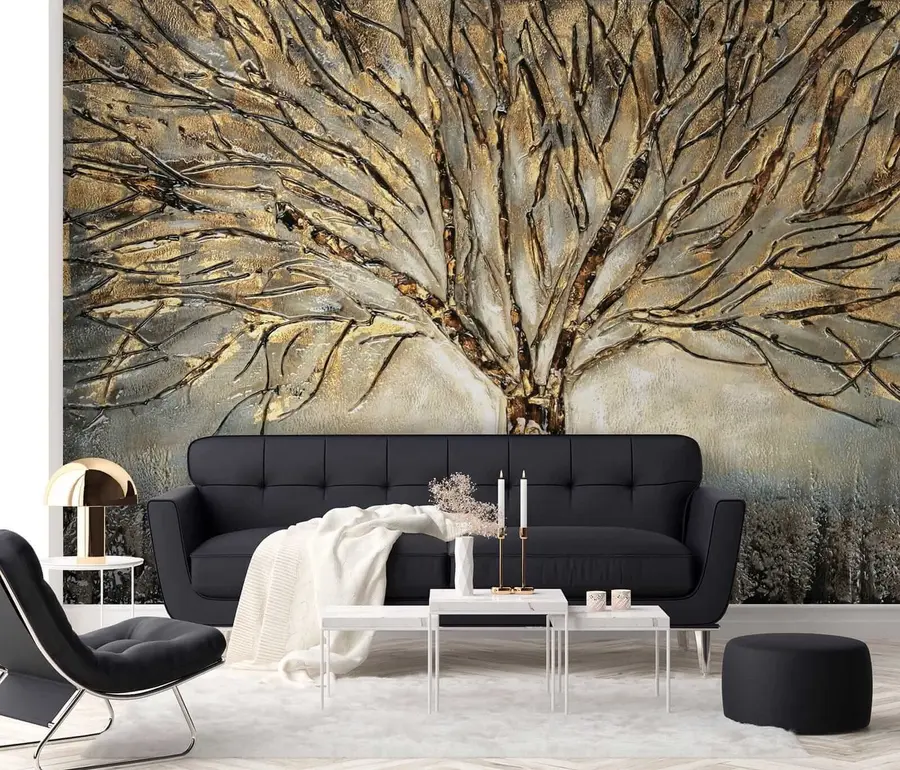 wall murals Spreading tree in brown shades u07184
