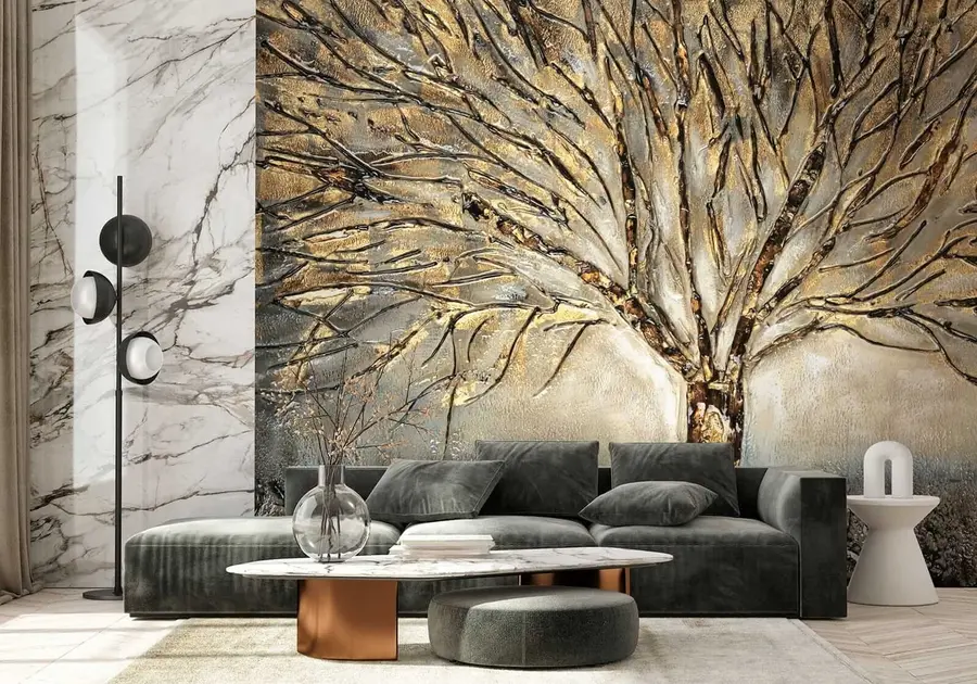 wall murals Spreading tree in brown shades u07184