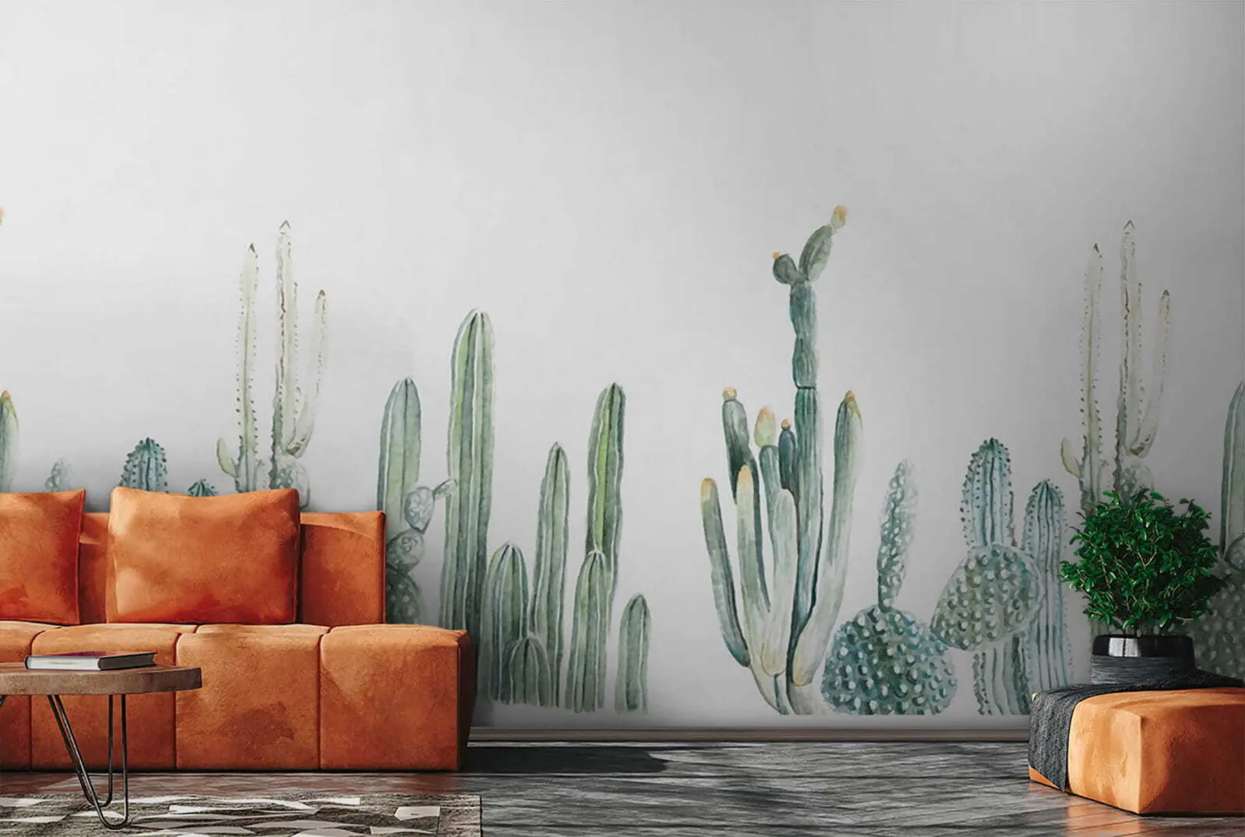 wall murals Watercolor cacti u07240
