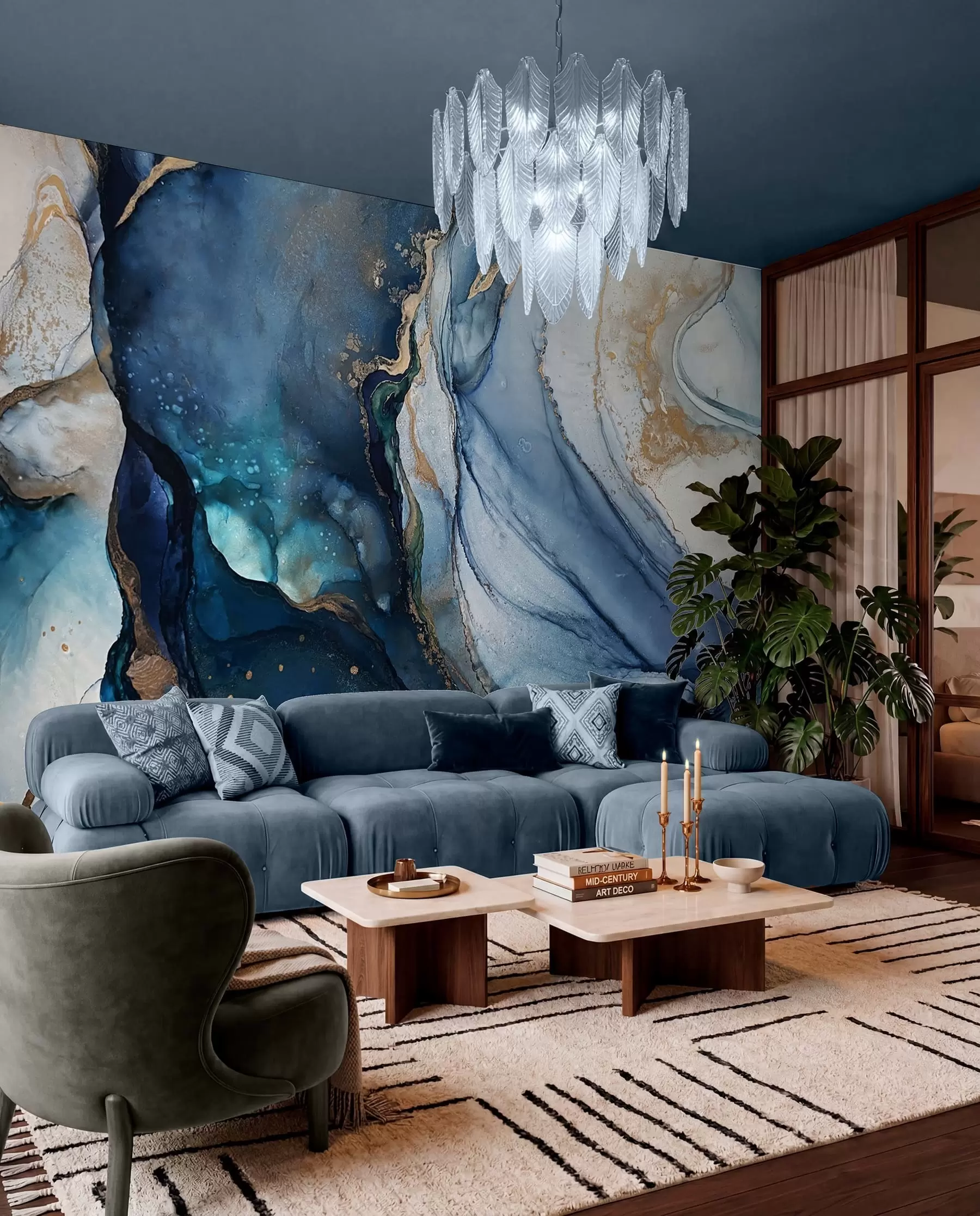 wall murals Blue Mineral Waves u10197