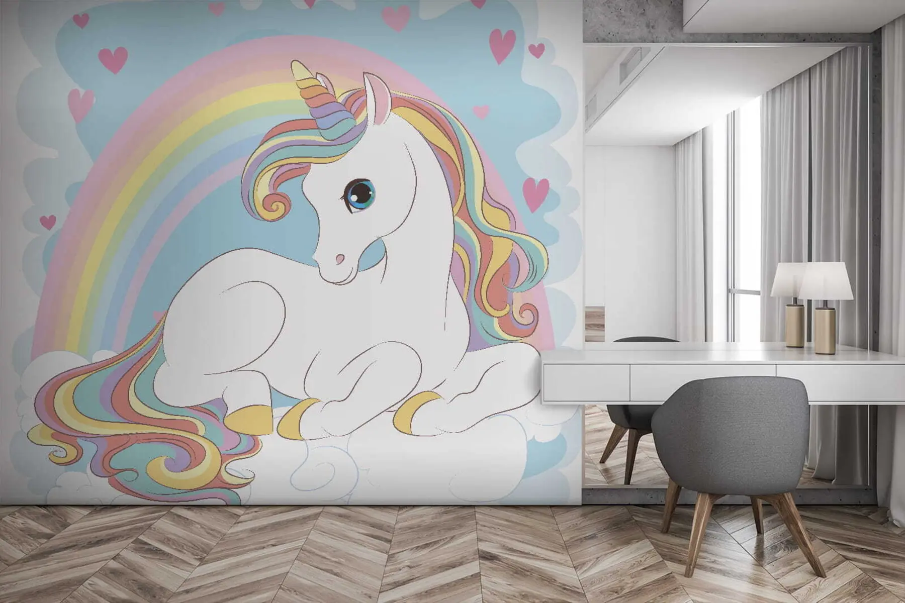 wall murals Rainbow, white and vertebrate u10971
