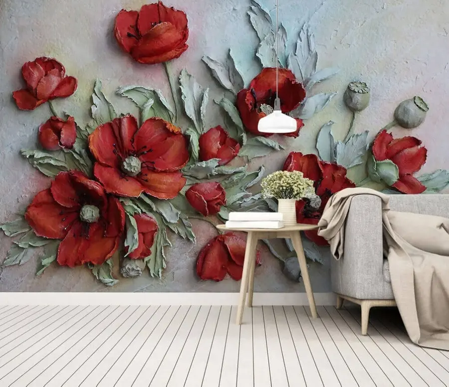 wall murals Poppies 3d u12788
