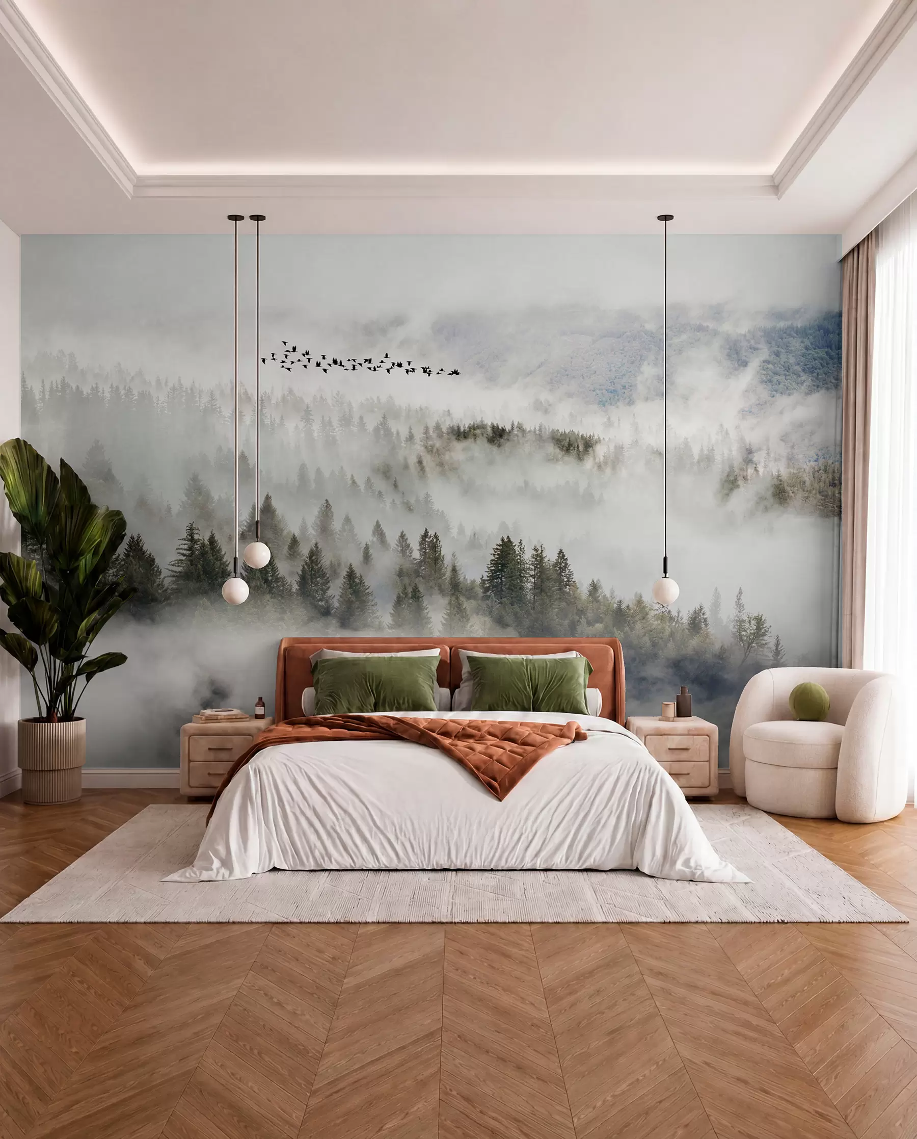 wall murals Birds above the Mist u13823