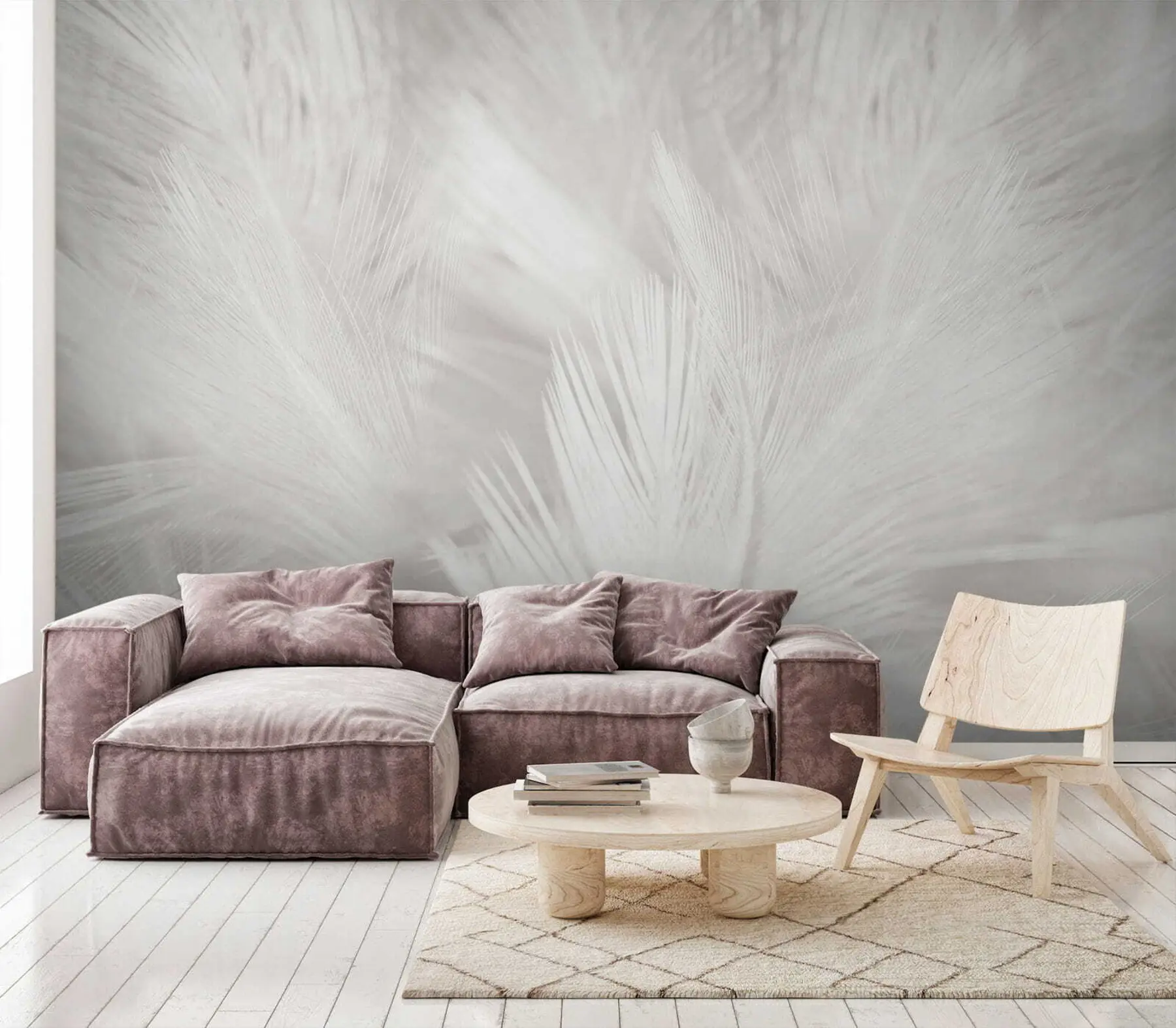 wall murals Plant, eye and feather u15622