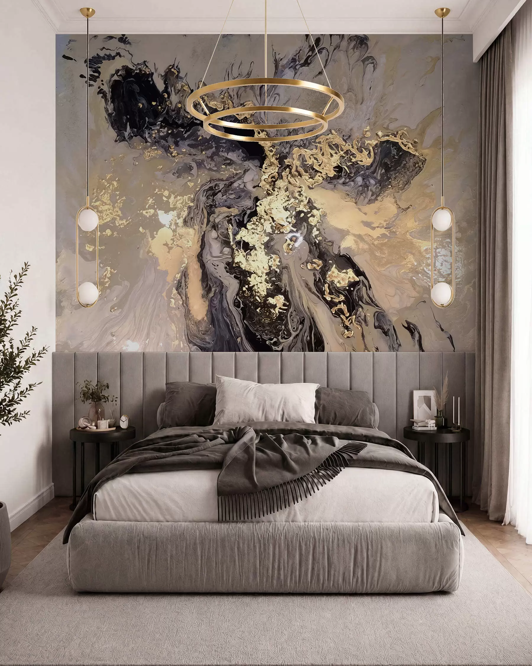 wall murals Ink and Golden Veins u16941