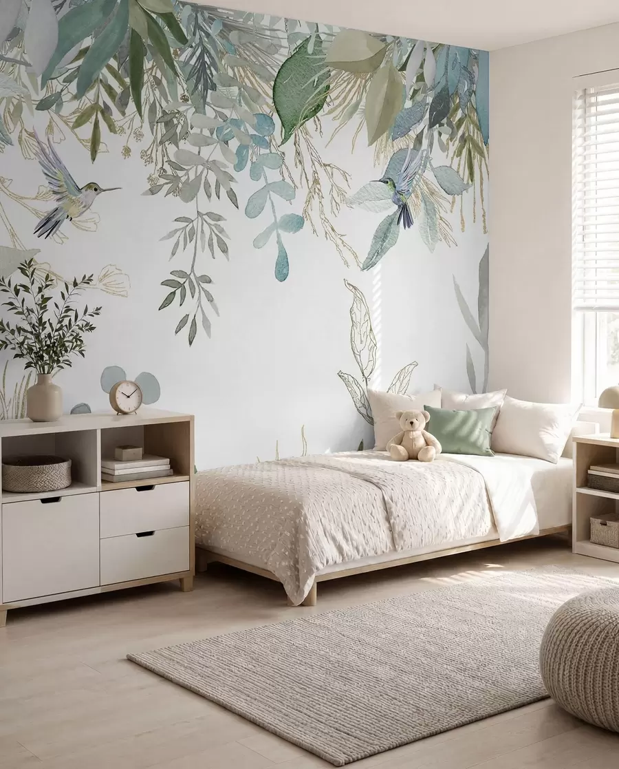 wall murals Hummingbirds beneath Leaves u17579