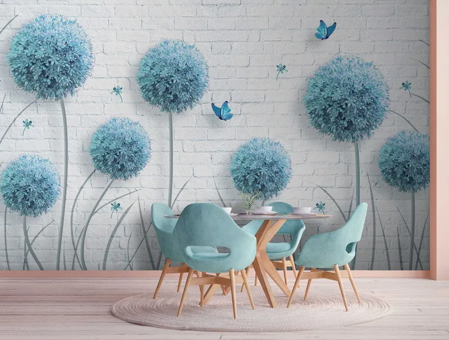 wall murals Blue dandelions u21187