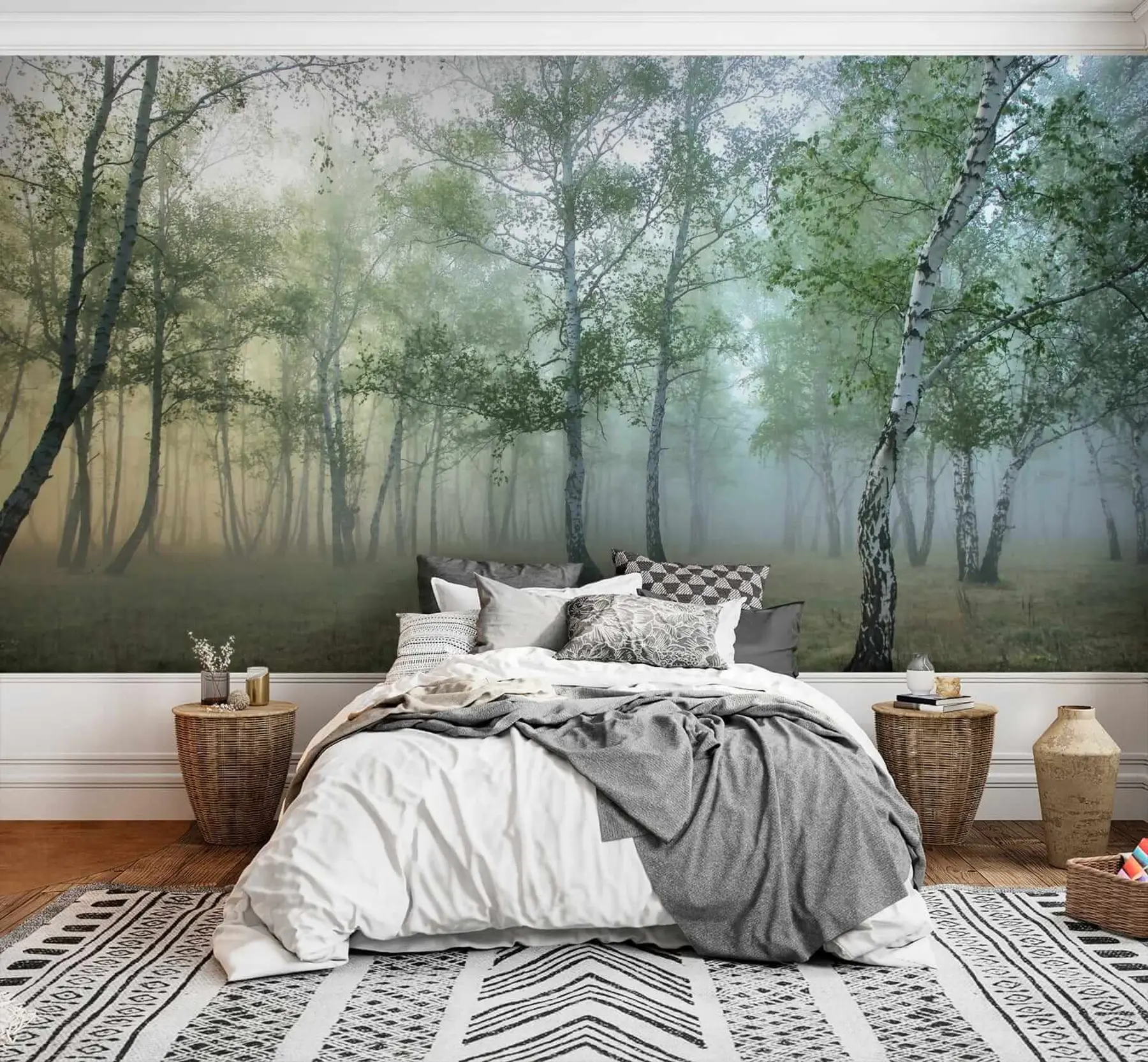 wall murals Fog Birch Forest u25820