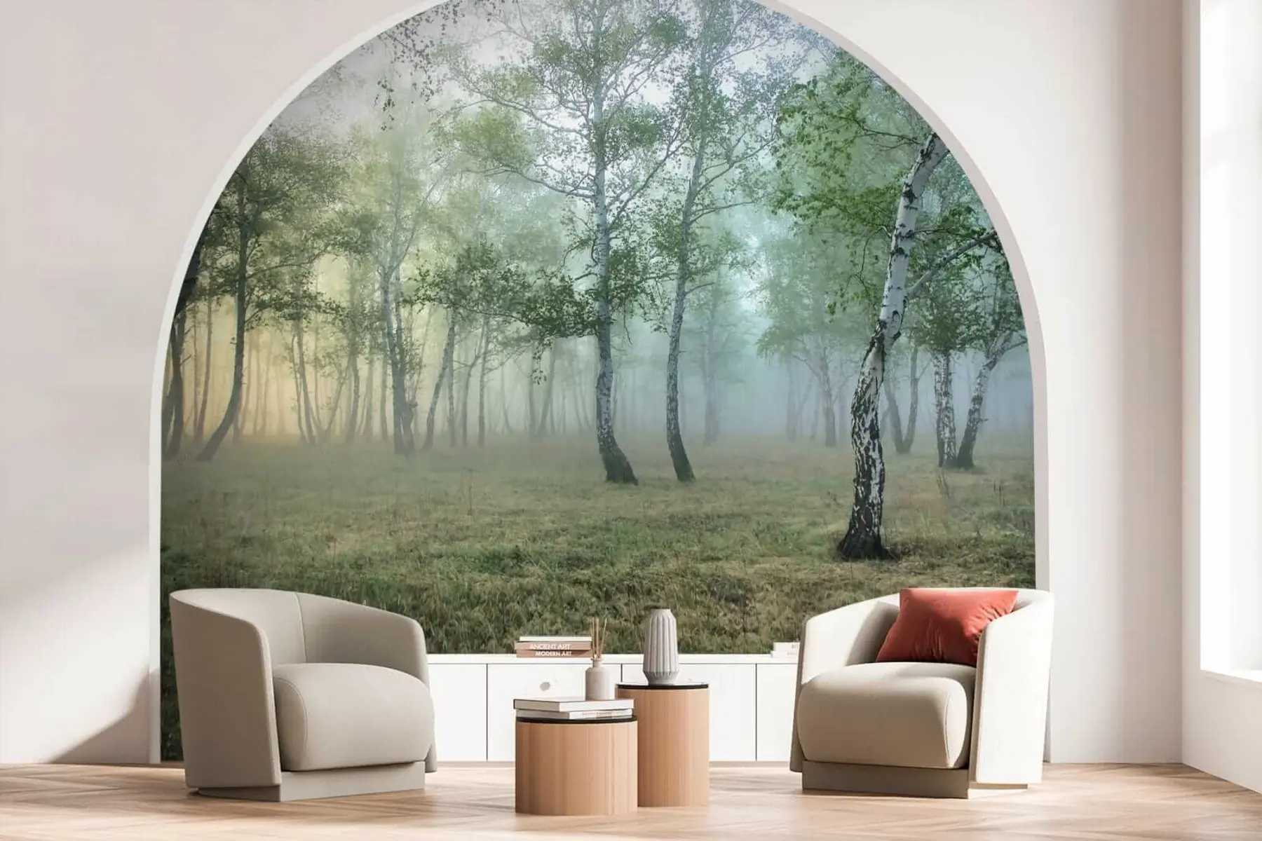wall murals Fog Birch Forest u25820