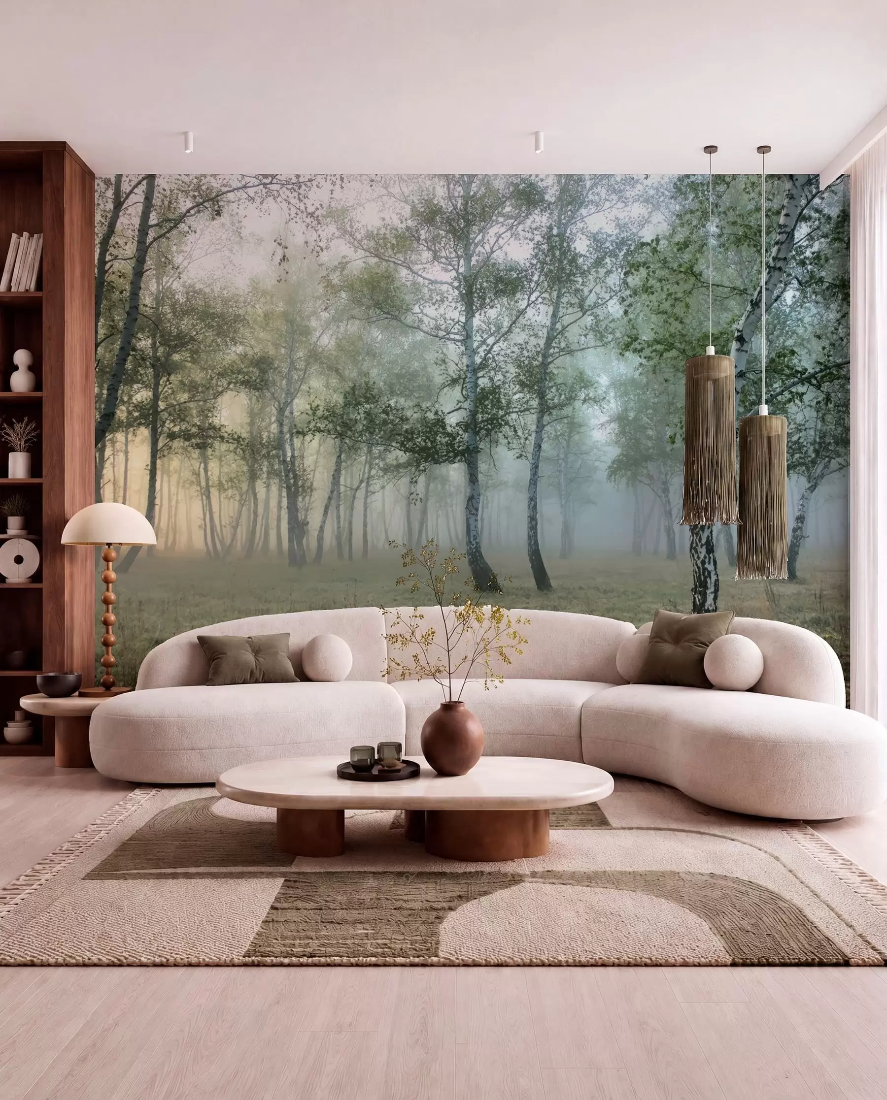 wall murals Fog Birch Forest u25820