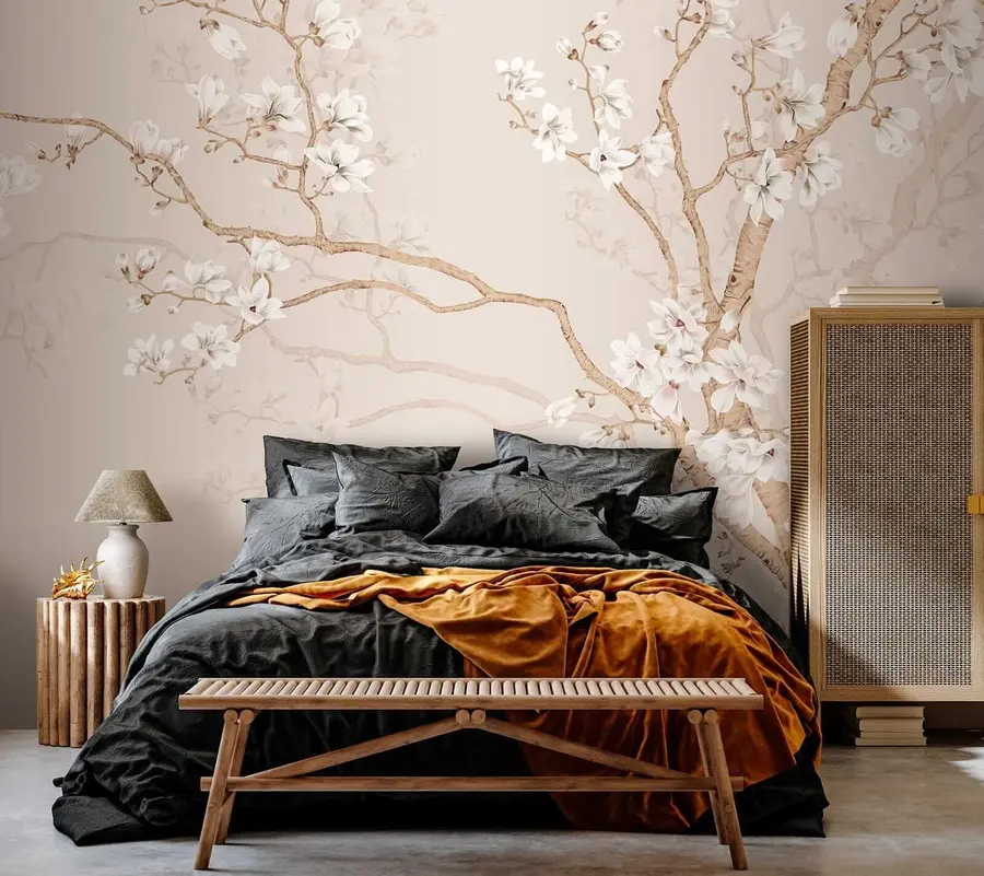 wall murals Flowering tree and birds u25842