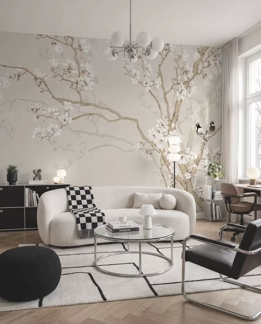 wall murals Flowering tree and birds u25842