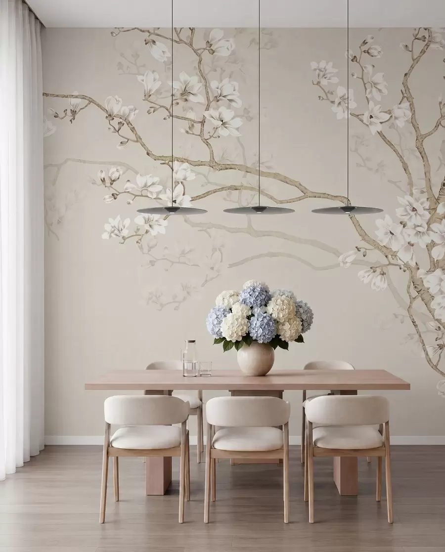 wall murals Flowering tree and birds u25842