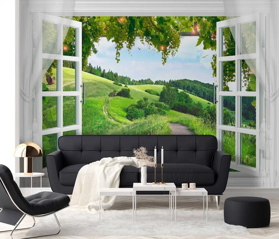 wall murals View from the window to the clearing u28196