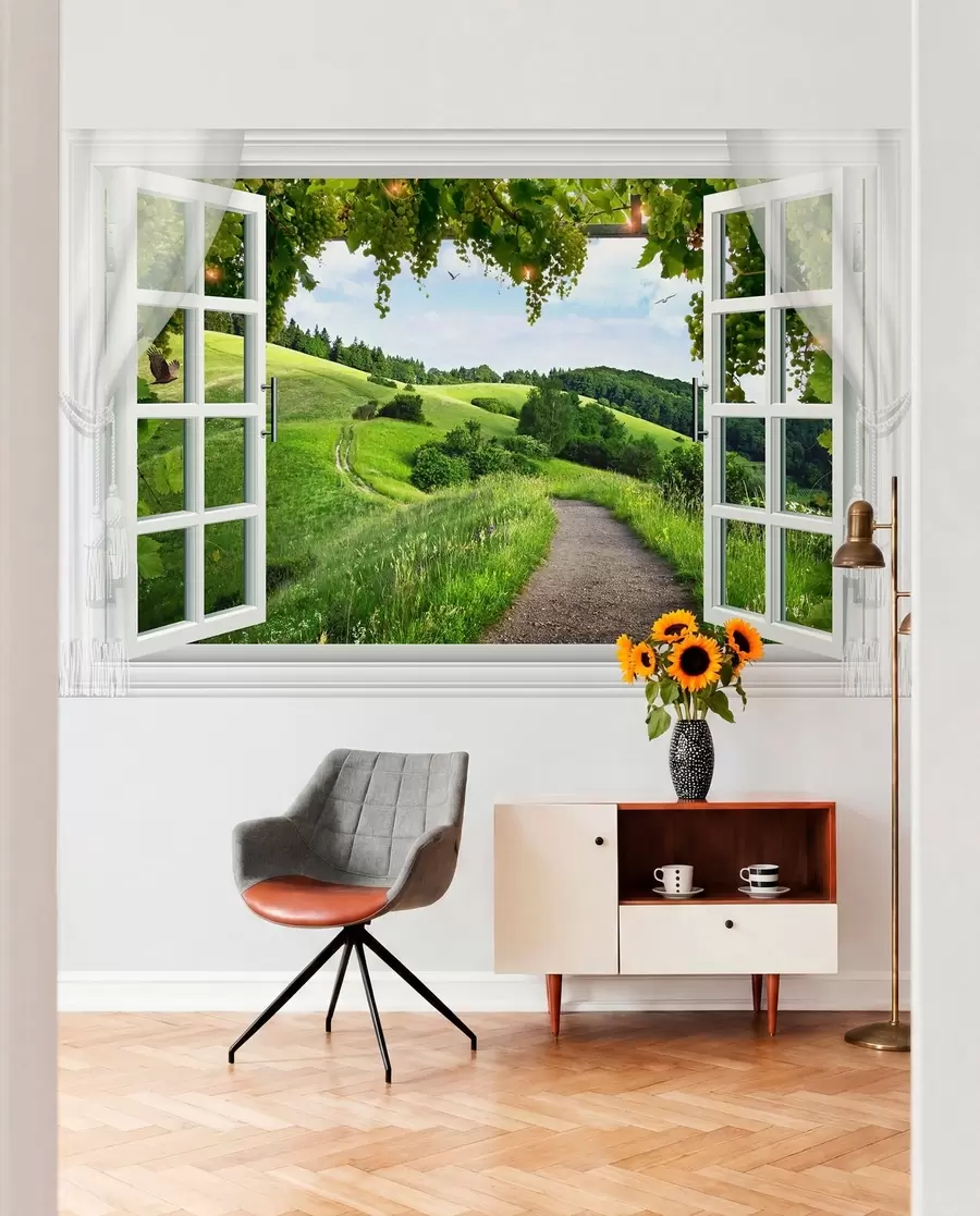 wall murals Window onto Green Hills u28196