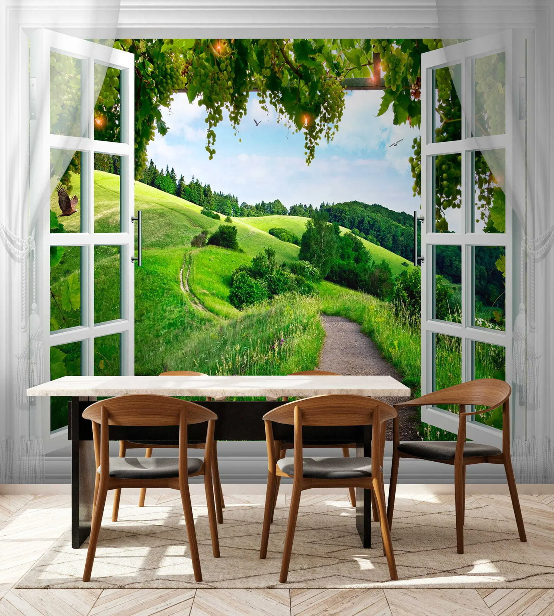wall murals View from the window to the clearing u28196