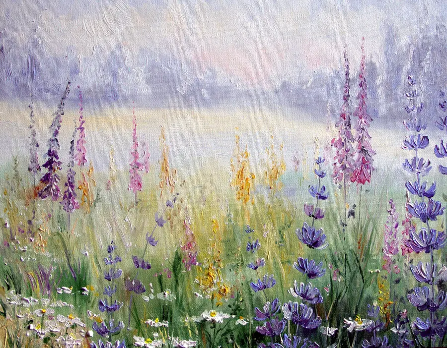 wall murals Flower meadow, oil painting u30067
