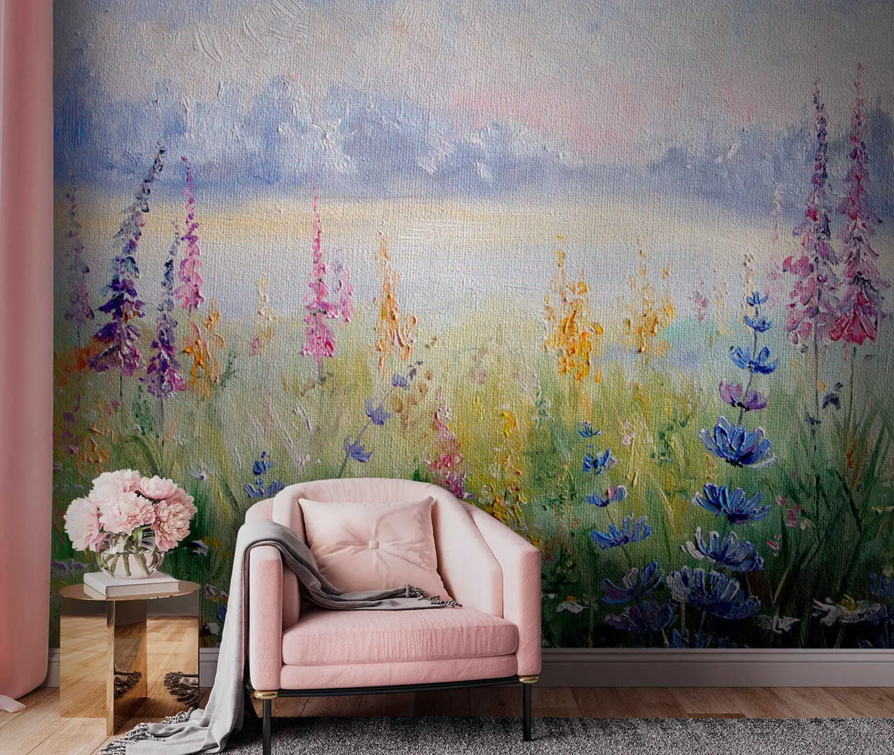 wall murals Flower meadow, oil painting u30067