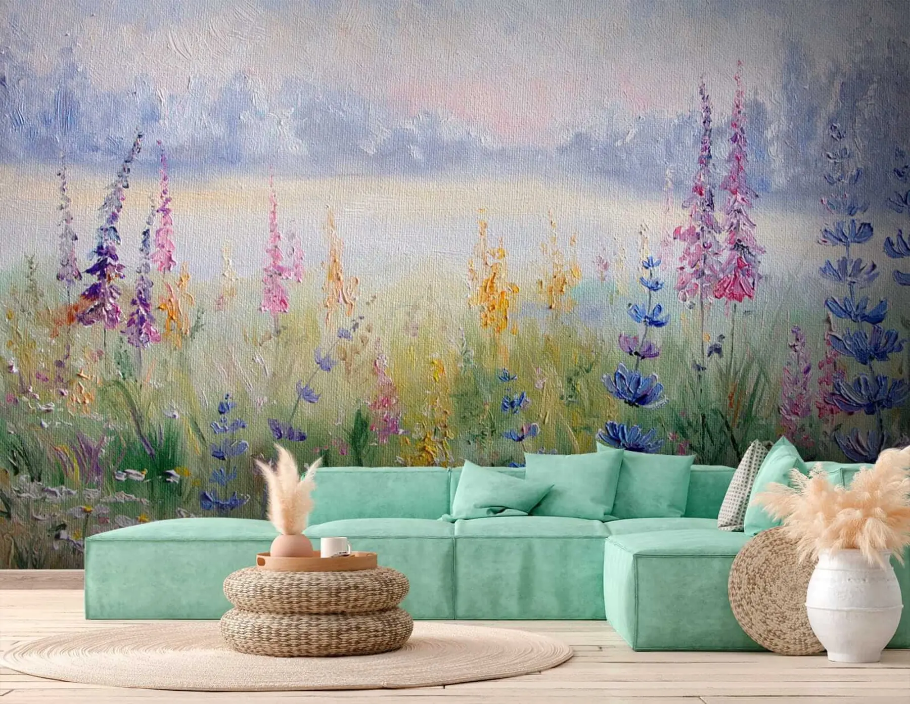 wall murals Flower meadow, oil painting u30067