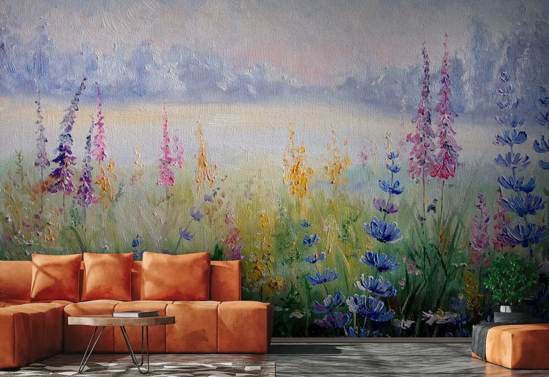 wall murals Flower meadow, oil painting u30067