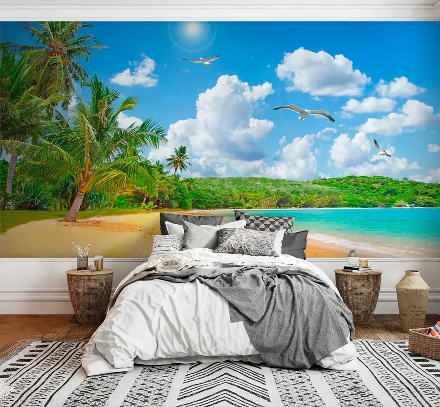 wall murals Palm trees on the shore u31410
