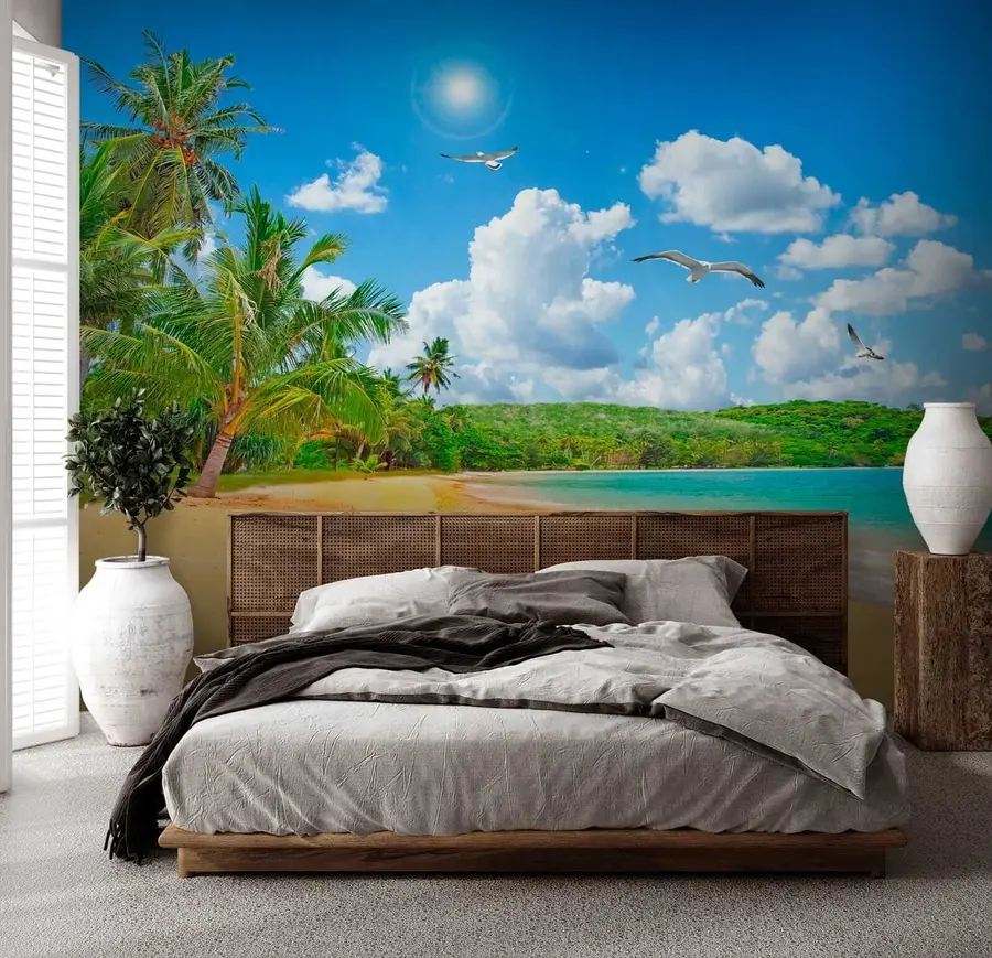 wall murals Palm trees on the shore u31410
