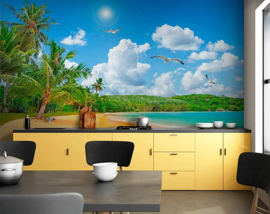 wall murals Palm trees on the shore u31410