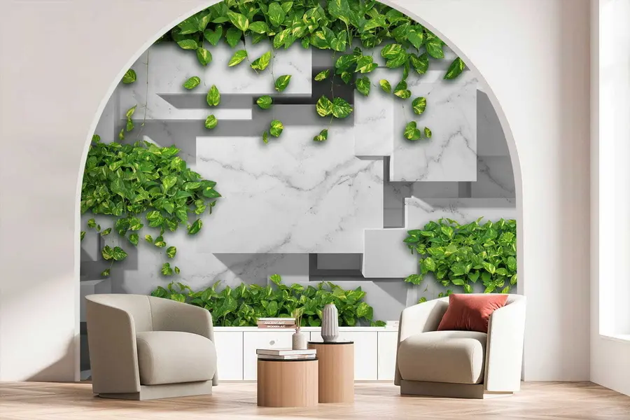 wall murals 3d panels and plants u34395