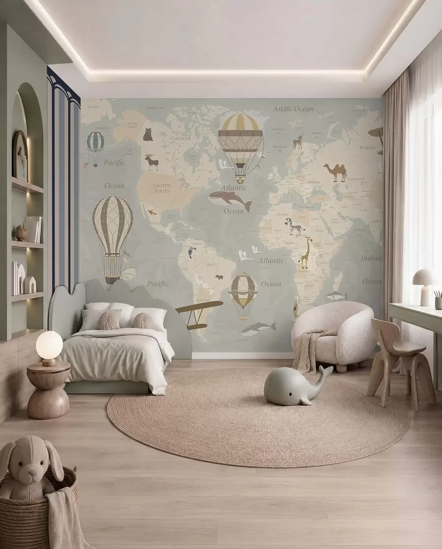 wall murals Balloon World Map u36066