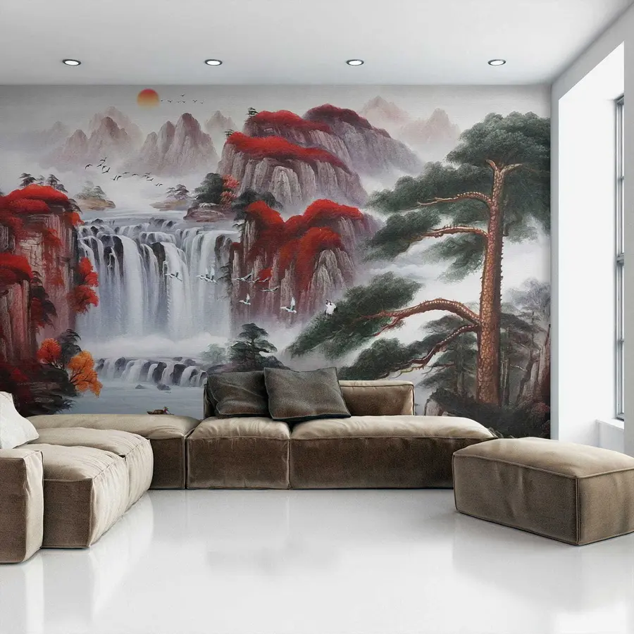 wall murals Japanese style waterfall u36222