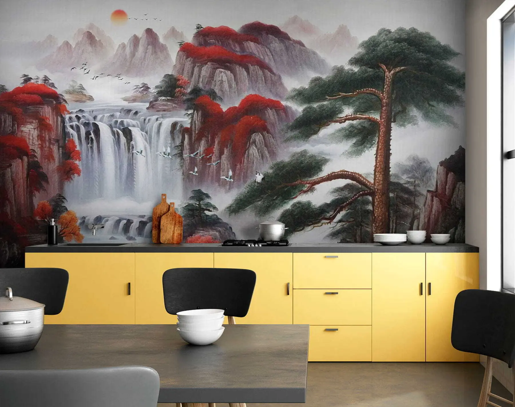 wall murals Japanese style waterfall u36222