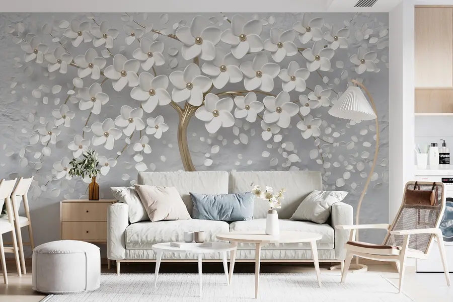 wall murals Flowering tree with large flowers u37065