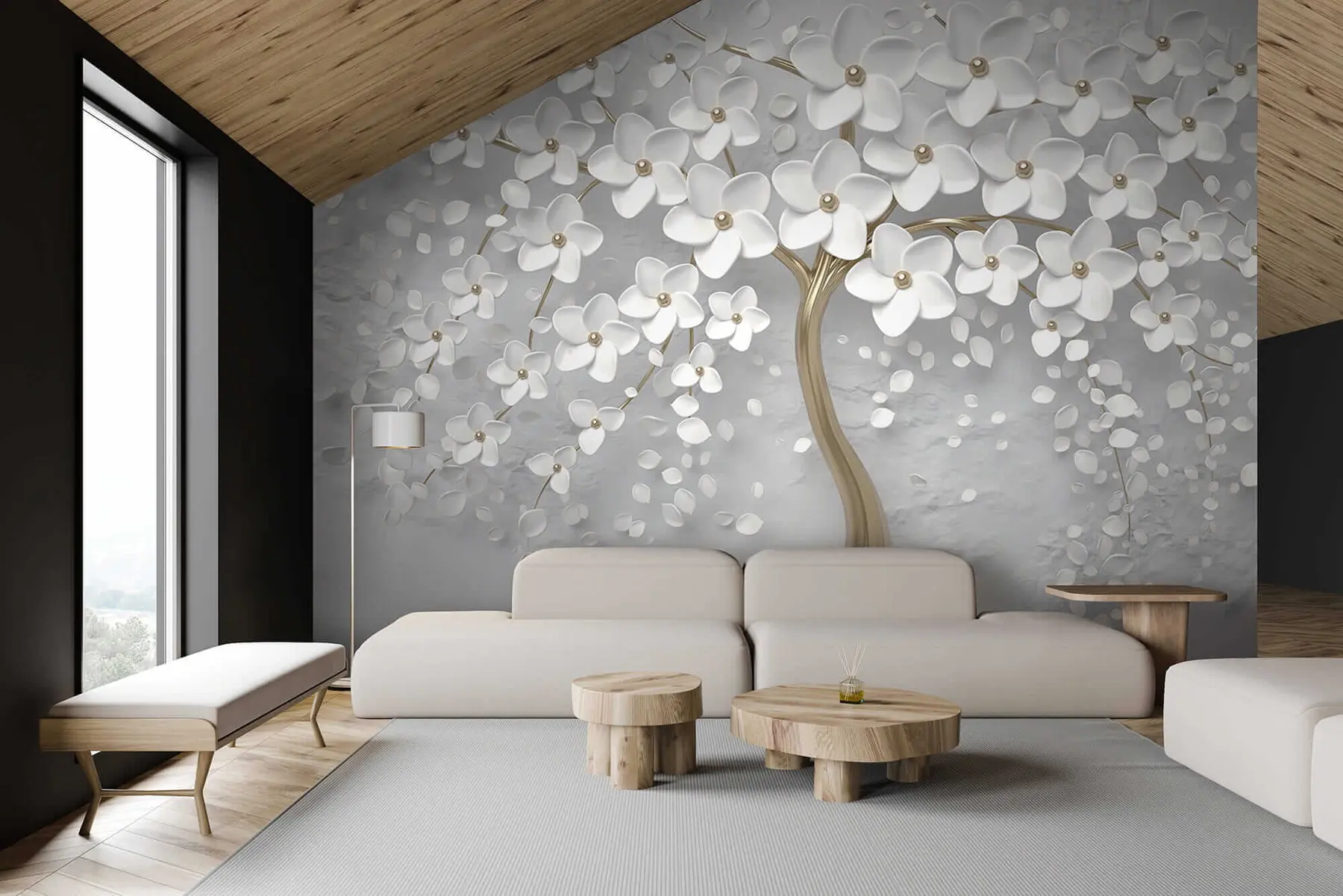 wall murals Flowering tree with large flowers u37065