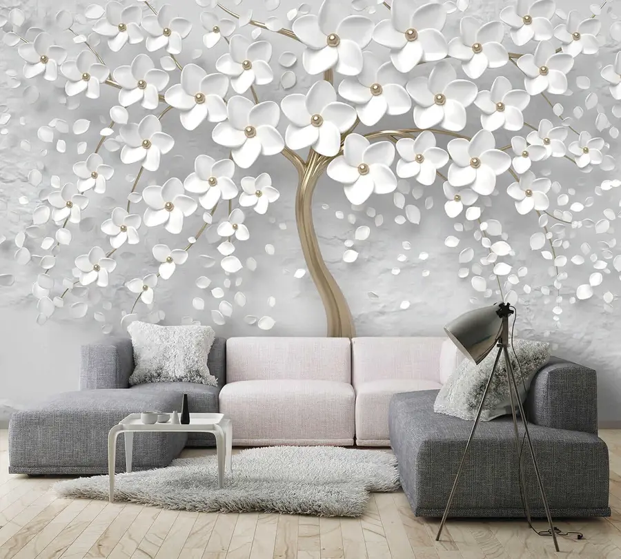 wall murals Flowering tree with large flowers u37065