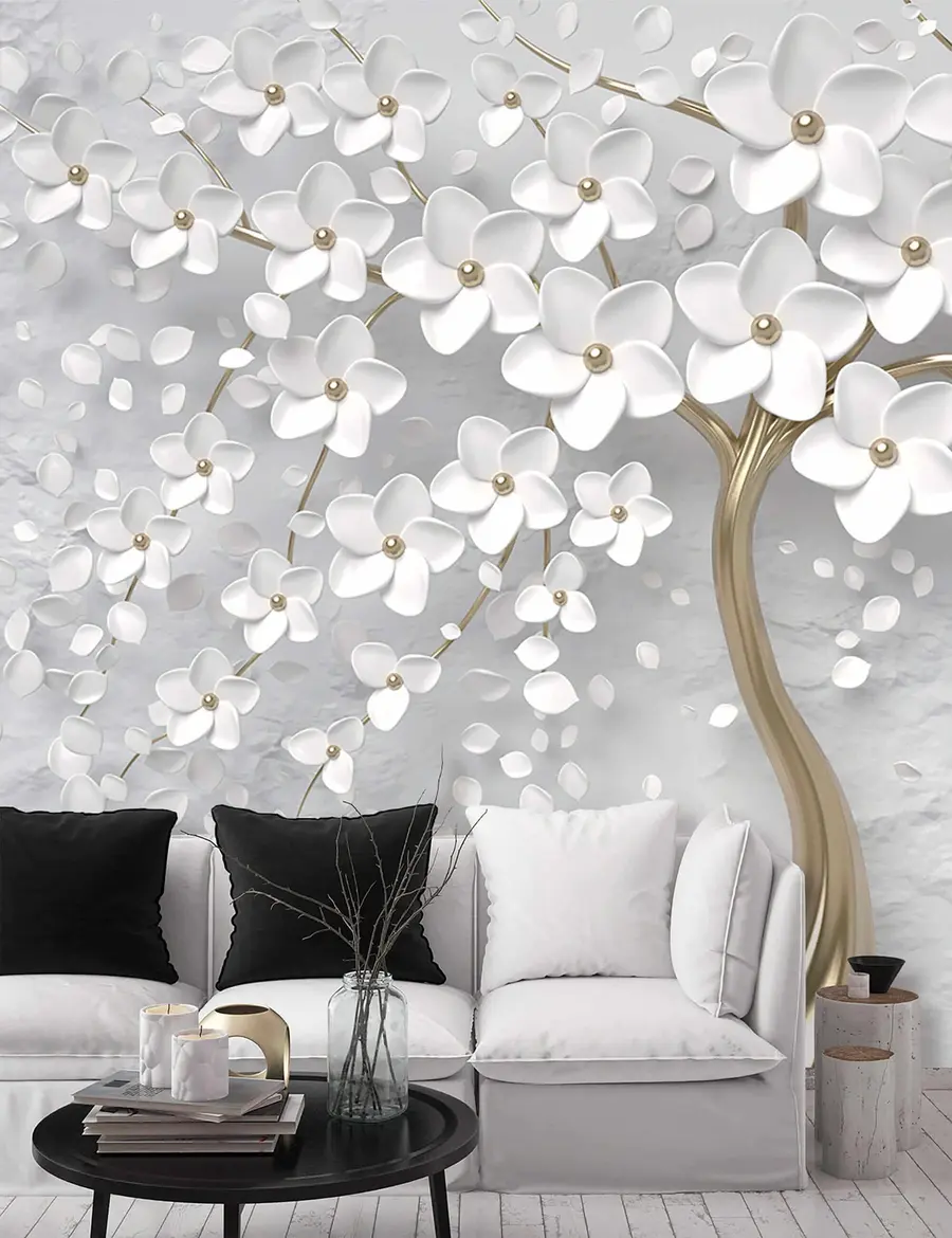wall murals Flowering tree with large flowers u37065
