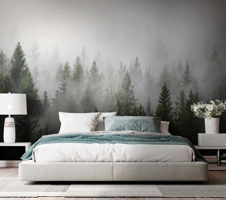 wall murals Forest in the fog u37073